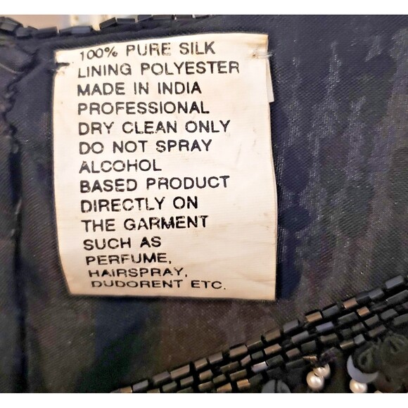 NWOT - Vintage Carina Black Silk Top with paillettes and beads (very heavy) - 4X - Picture 6 of 6